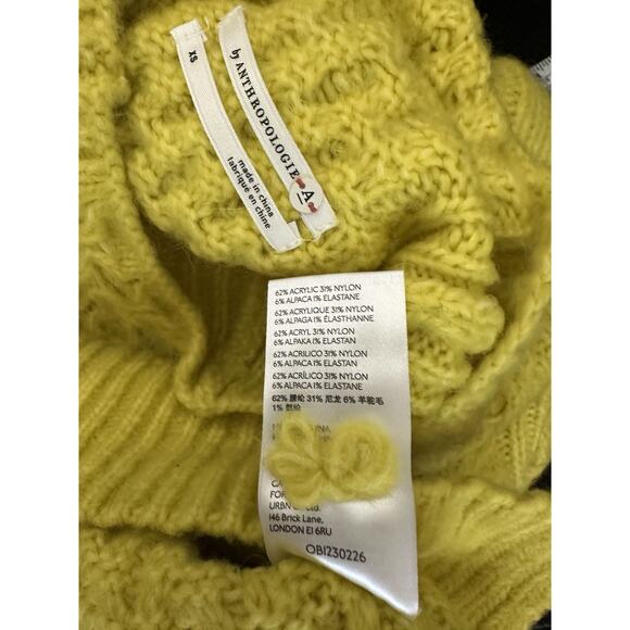 Anthropologie Sweater Size XS Bia Mock Neck Tunic Balloon Sleeve Lime - Picture 8 of 8